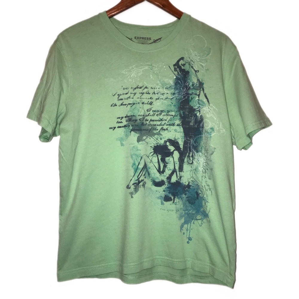 Express T shirt size L green